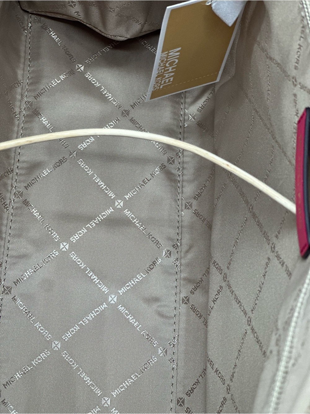 Michael Kors Hot Pink and Cream Leaf-Print Tote - Picture 7 of 10